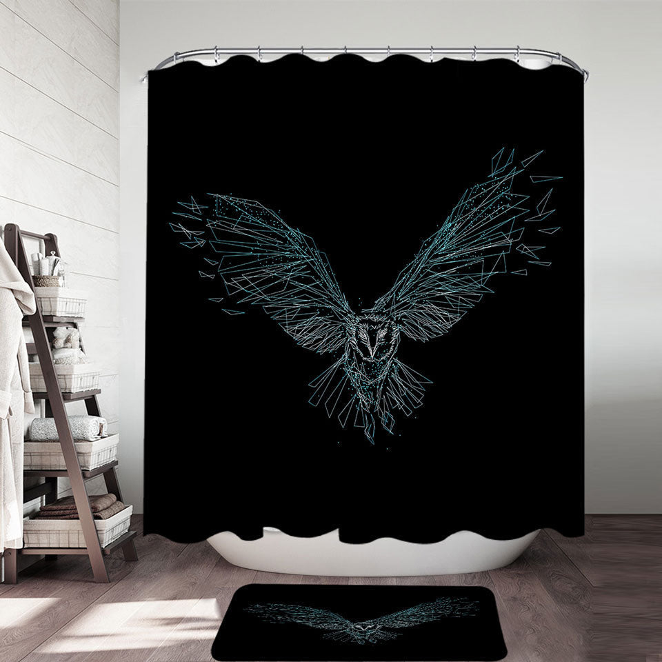 Artistic Flying Owl Drawing Shower Curtain
