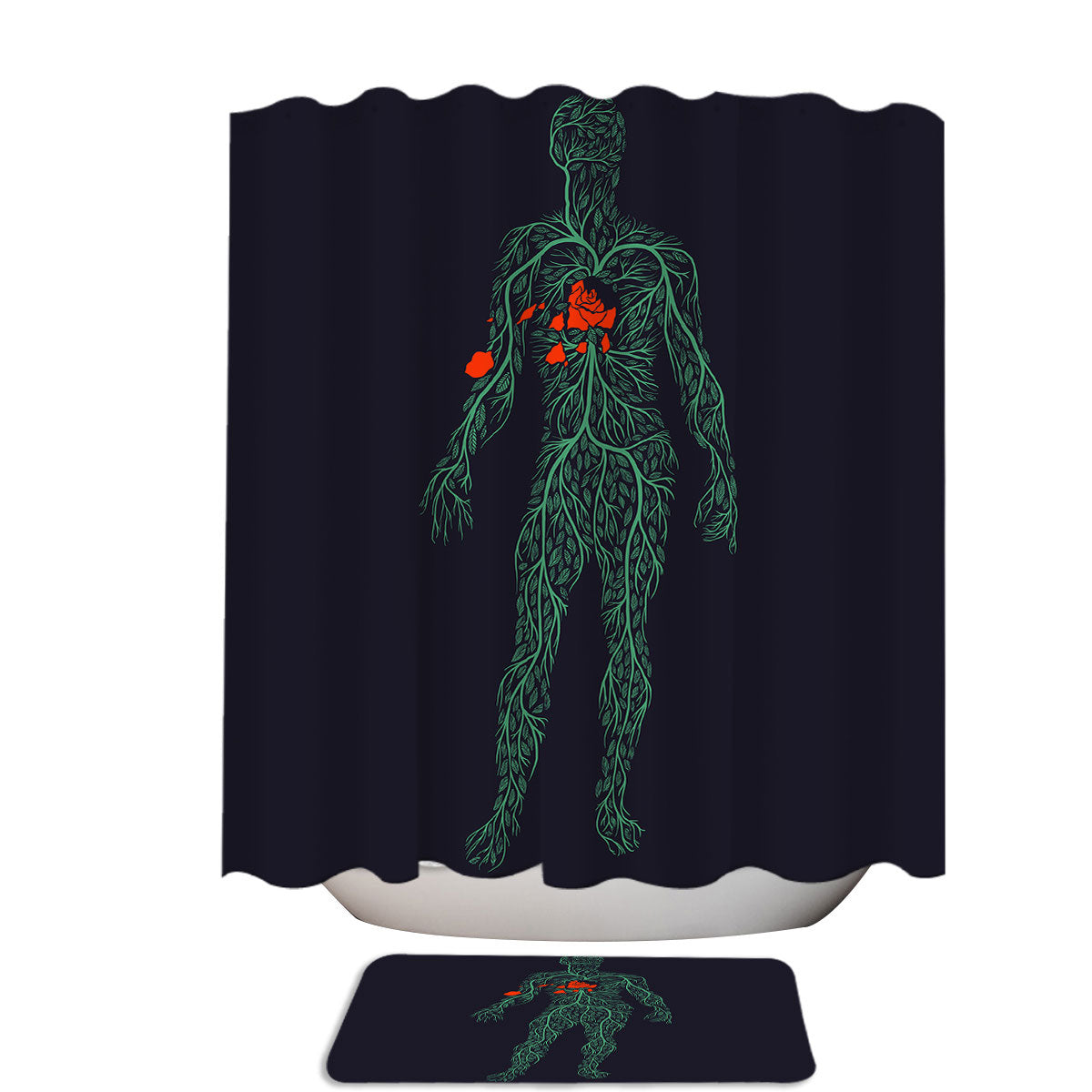 Artistic Leaf Man Autumn Heart Shower Curtain