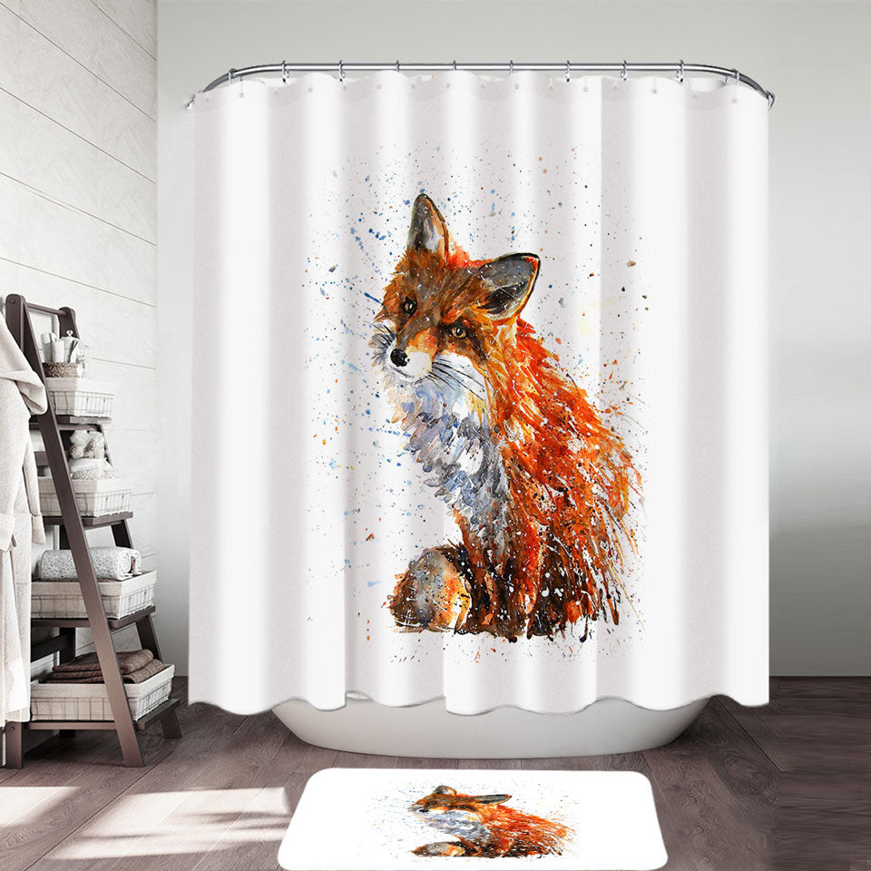 Artistic Painting Sweet Fox Shower Curtain