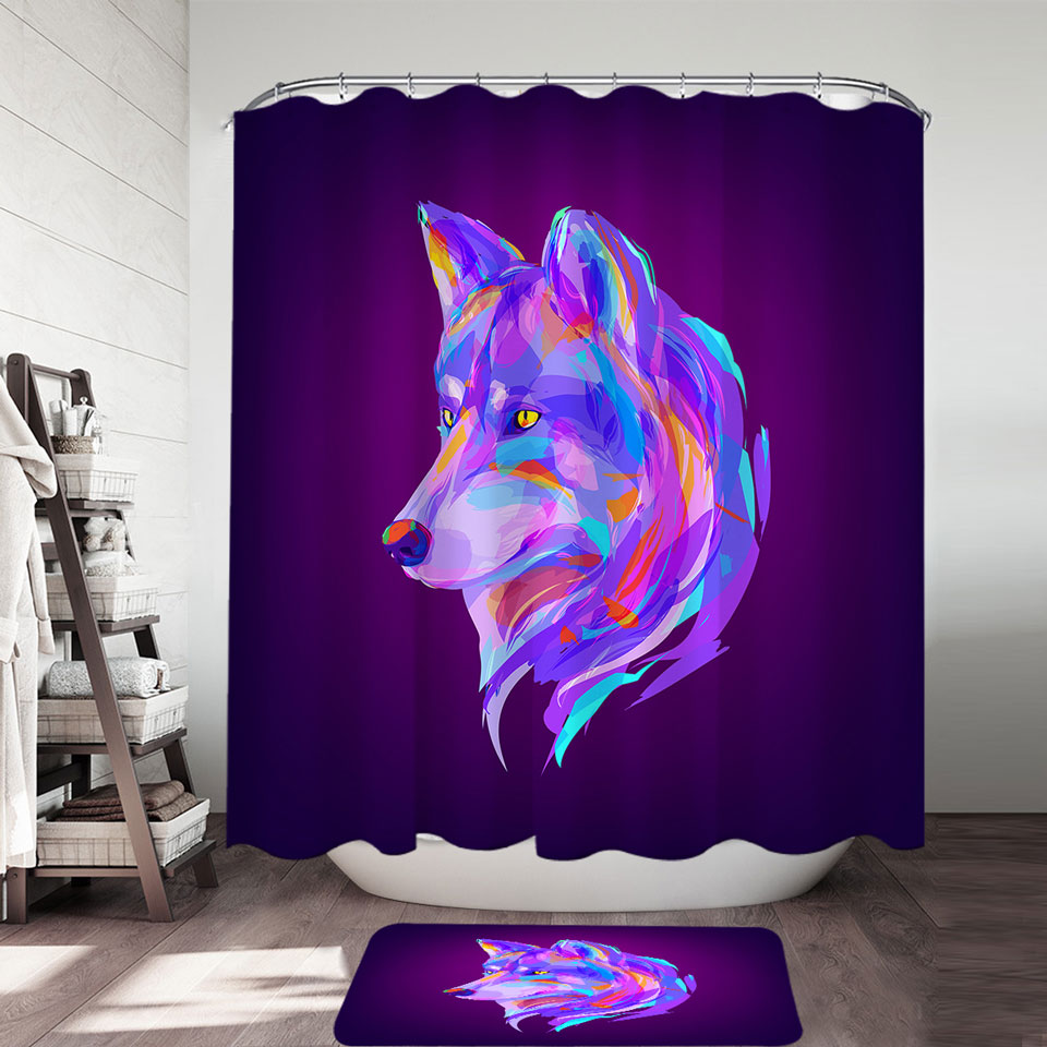 Artistic Purple Wolf Shower Curtain