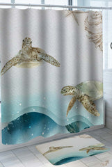 Artistic Delicate Ocean with Two Turtles Shower Curtain