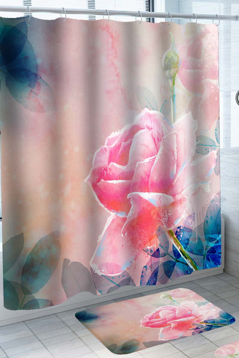 Artistic Design Pink Rose Shower Curtain