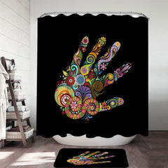 Artistic Multi Colored Hand Shower Curtain