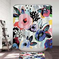 Artistic Painted Flowers Shower Curtain