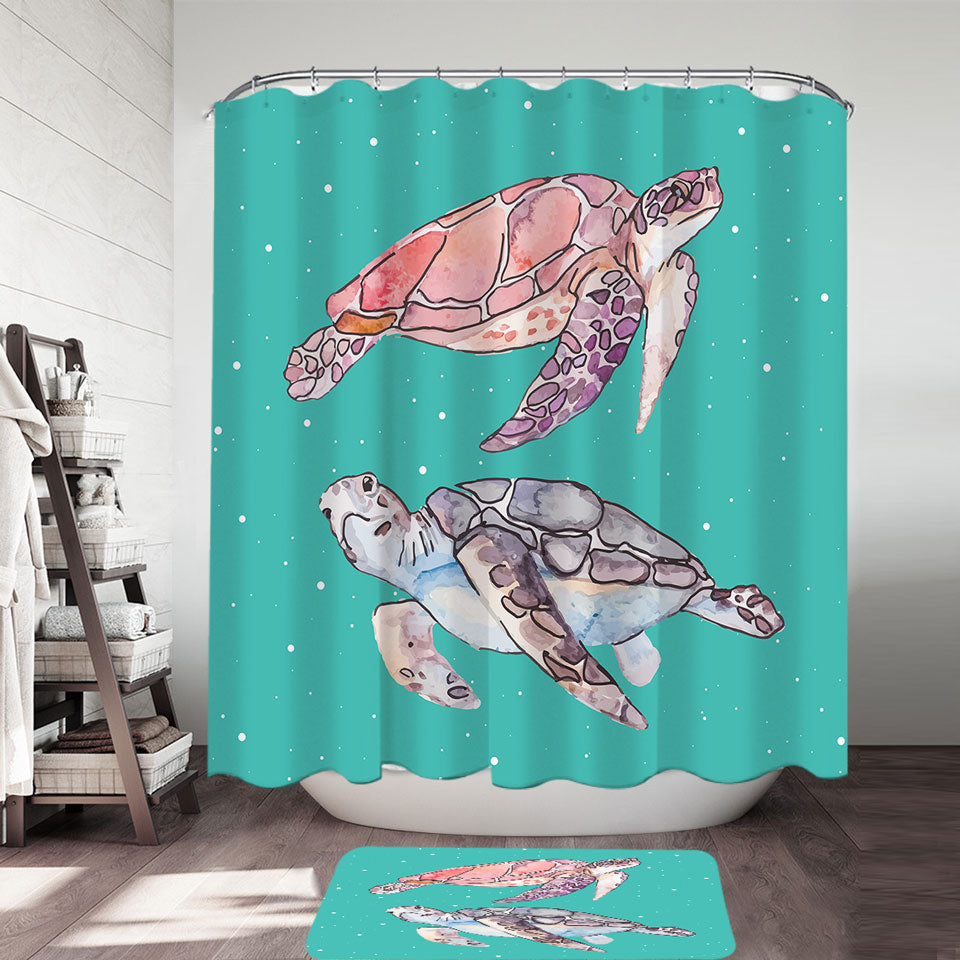 Artistic Turtle Duet Shower Curtain