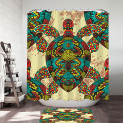 Asian Design Multi Colored Turtle Shower Curtain