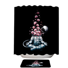 Astronaut Astro Meditation and Roses Shower Curtain