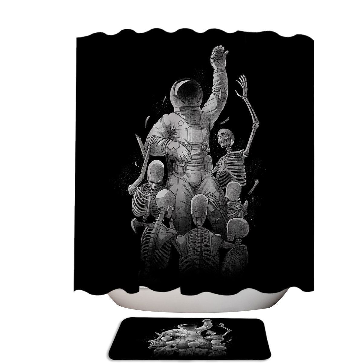 Astronaut Skeleton Scaping Hell Shower Curtain