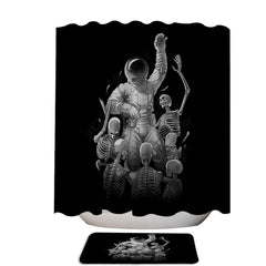Astronaut Skeleton Scaping Hell Shower Curtain