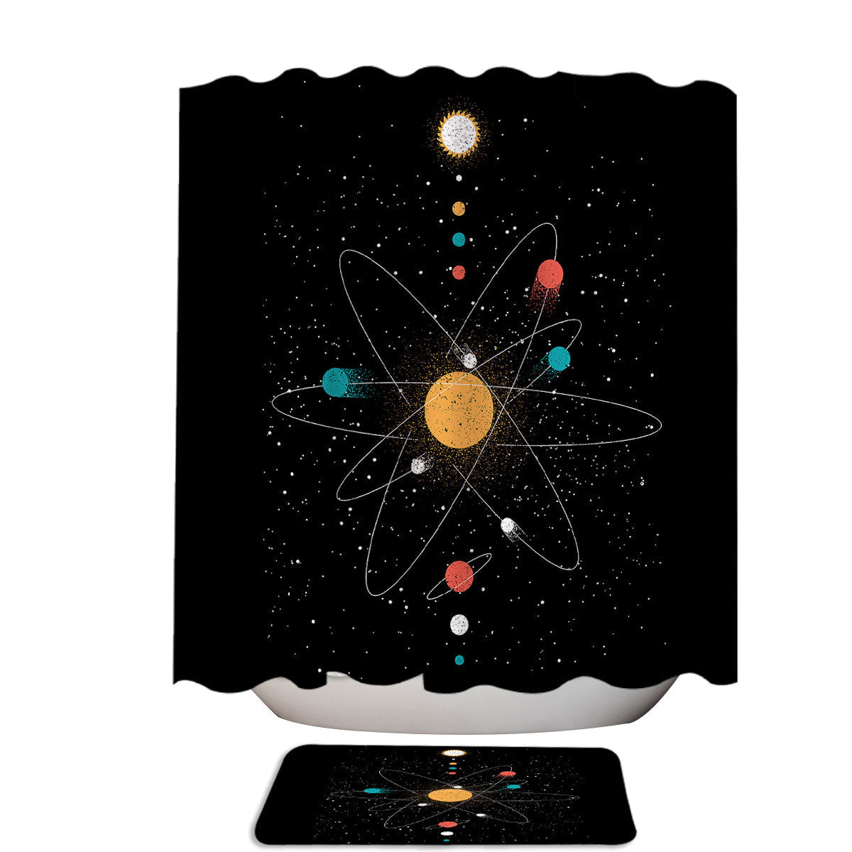 Atom Universe Space Minimalist Shower Curtain