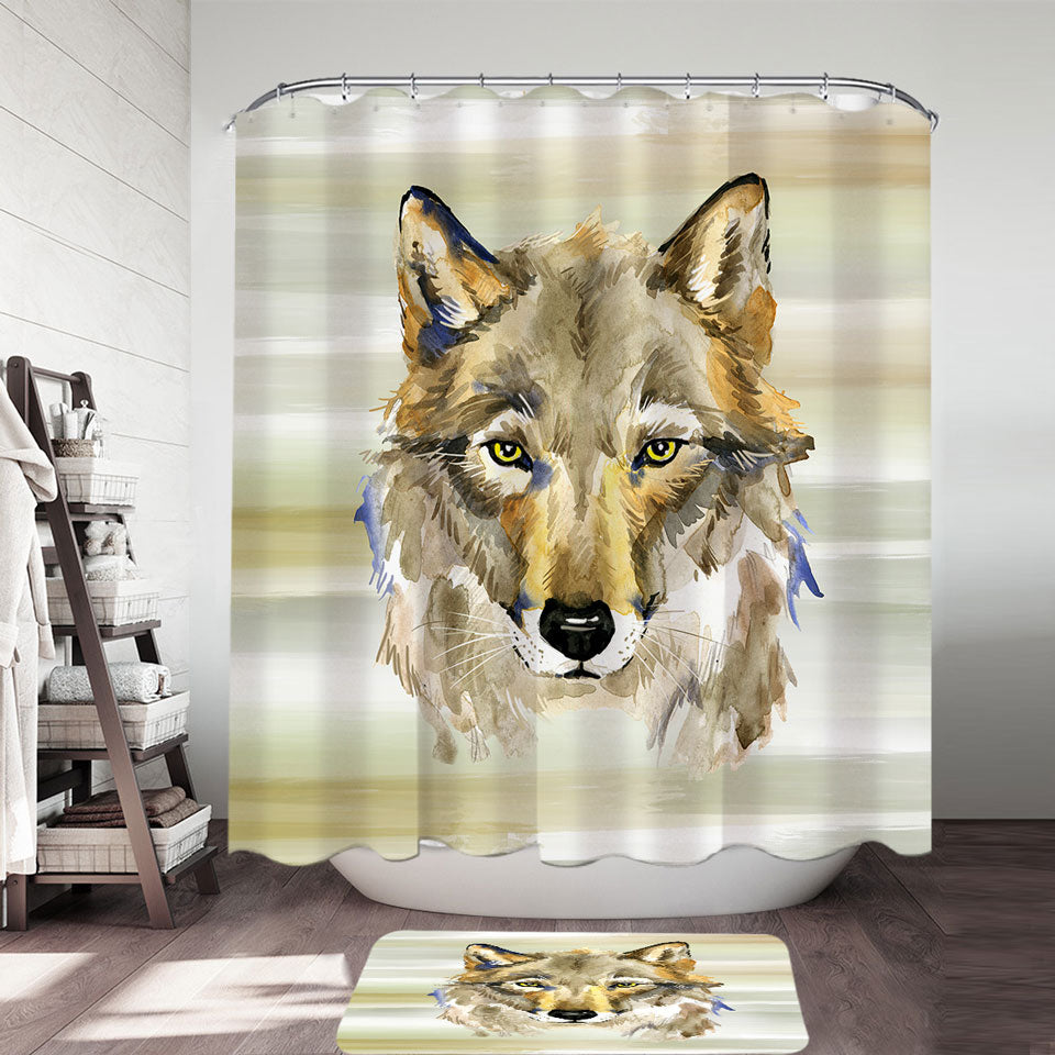 Attractive Painted Wolf Shower Curtain