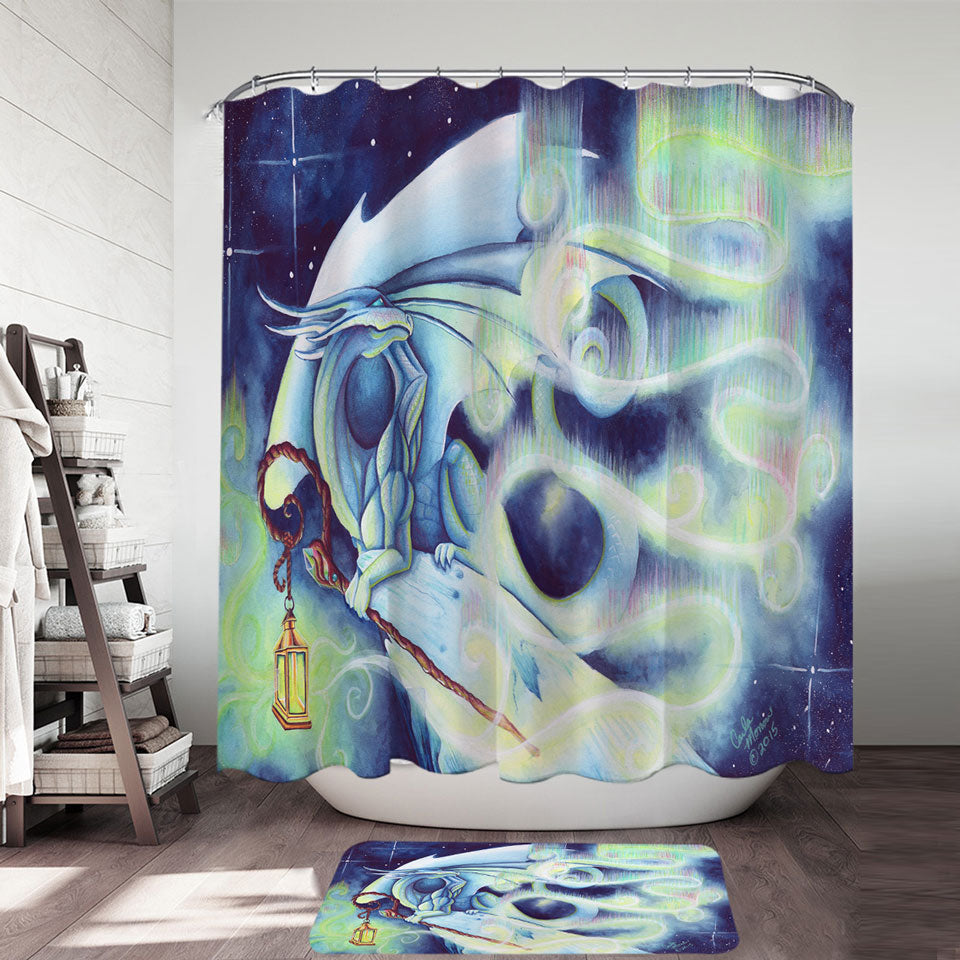 Aurora light Dragon Fantasy Art Shower Curtain
