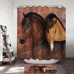 Autumn Colors Two Cute Horses Art Shower Curtain