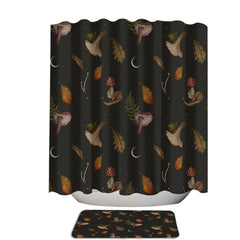 Autumn Forest Mushrooms and Leaves Shower Curtain