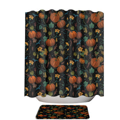 Autumn Garden Pumpkin and Bat Shower Curtain