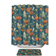 Autumn Garden Pumpkin and Ghost Shower Curtain