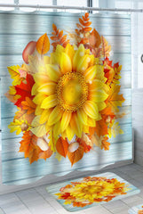 Autumn Leaves and Sunflower Shower Curtain