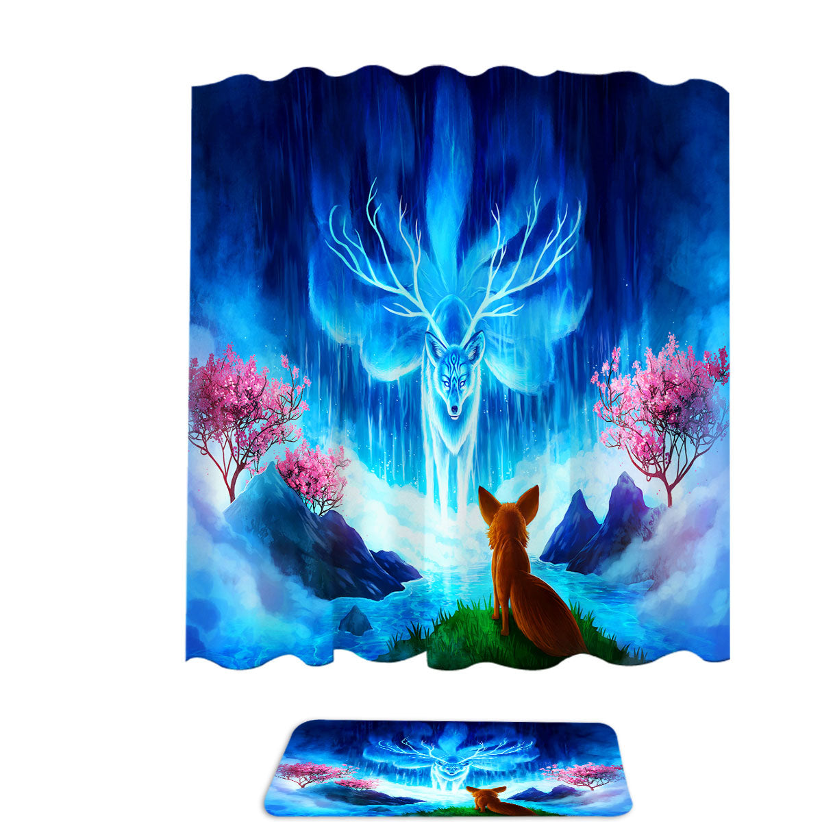 Animal Fantasy Art Wisdom Lake Fox Shower Curtain