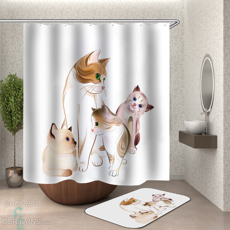 Adorable Cats Painting Shower Curtain
