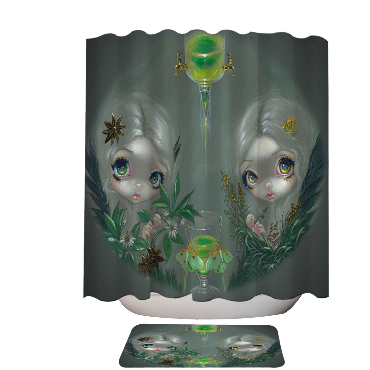 Anise and Artemesia Two Absinthe Fairy Twin Shower Curtain