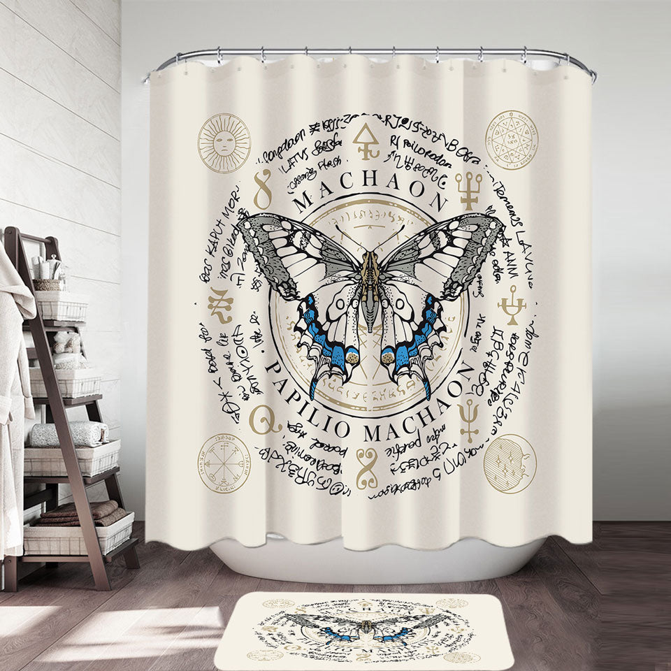 Ancient Symbols Papilio Machaon Butterfly Shower Curtain