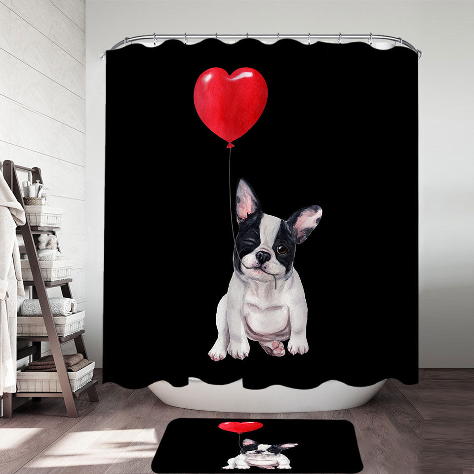 Adorable Loving French Bulldog Puppy Shower Curtain