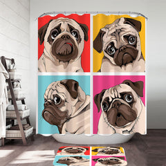 Adorable Pug Shower Curtain