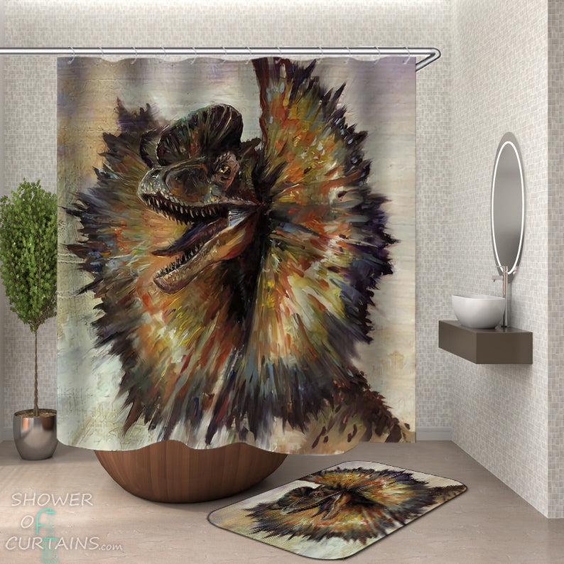 Art Painting Dilophosaurus Dinosaur Shower Curtain