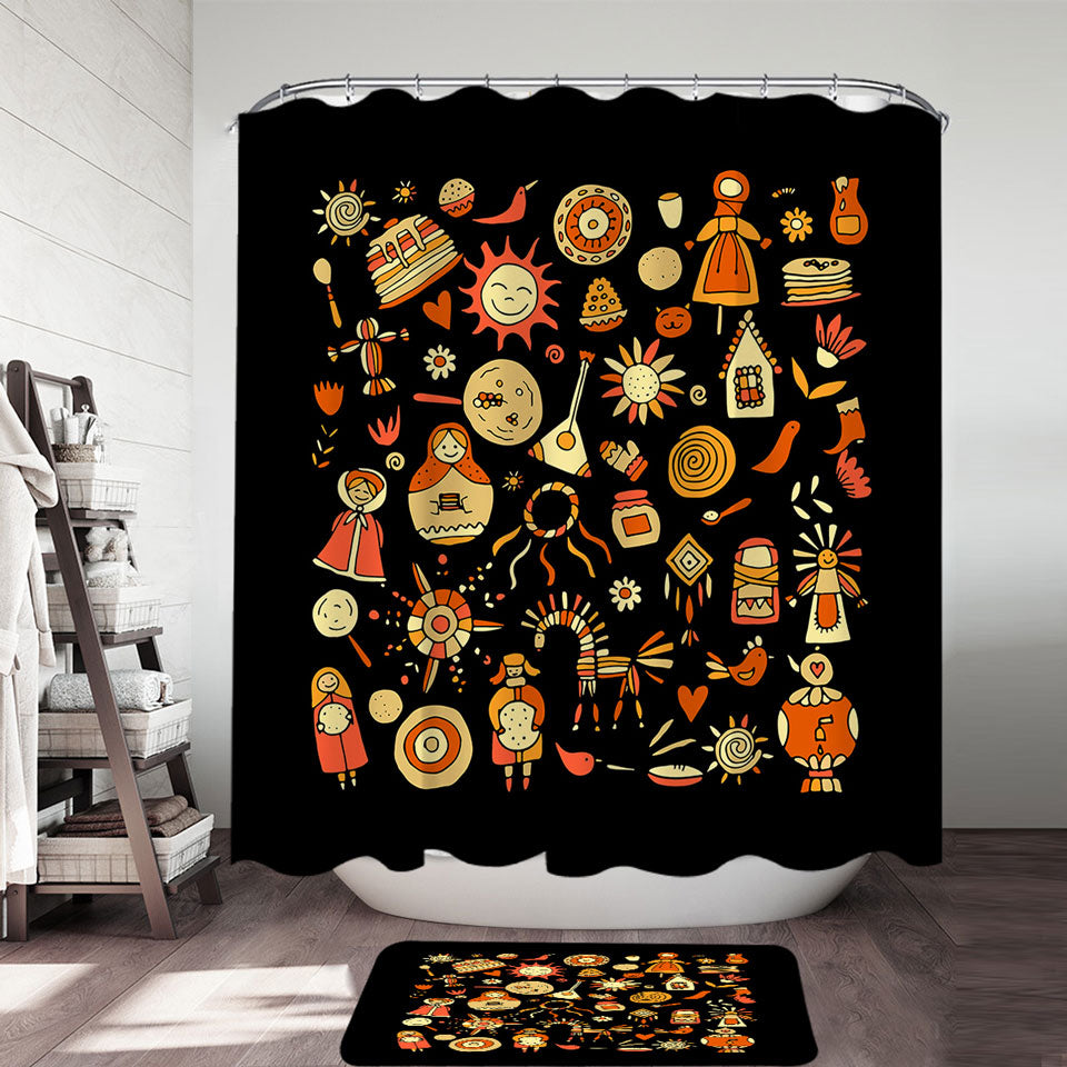 Autumn Colored Cute Warmth Home Features Shower Curtain