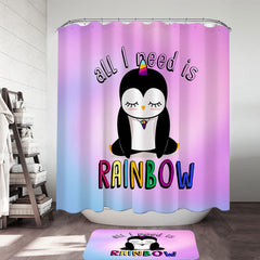 Adorable Sad Unicorn Penguin Shower Curtain