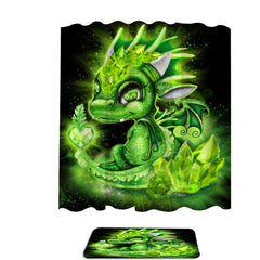 August Peridot Birthstone Lil Dragon Shower Curtain