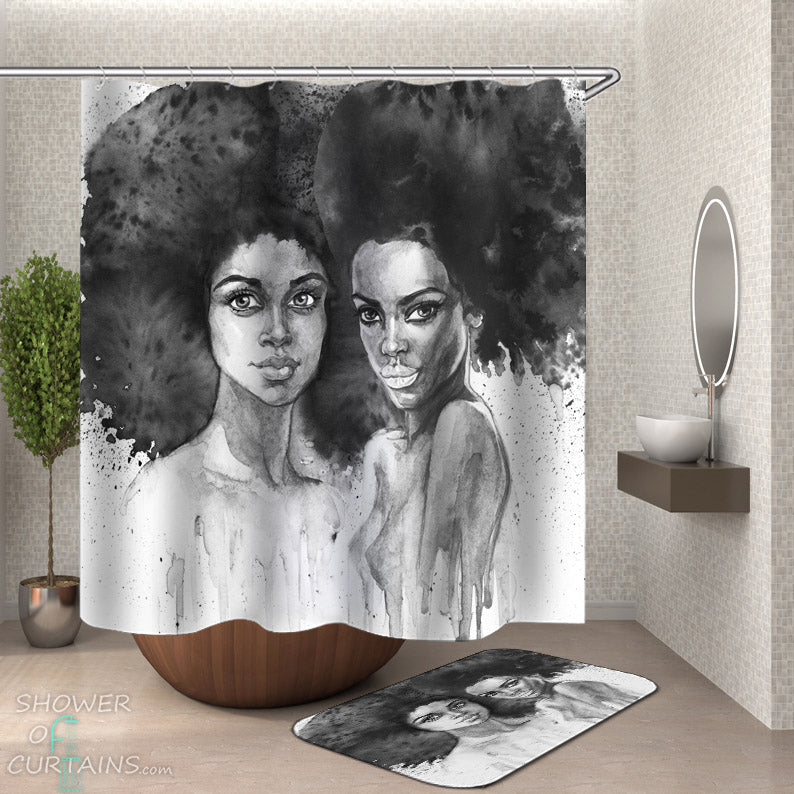 Art Painting Beautiful African Girls Shower Curtain