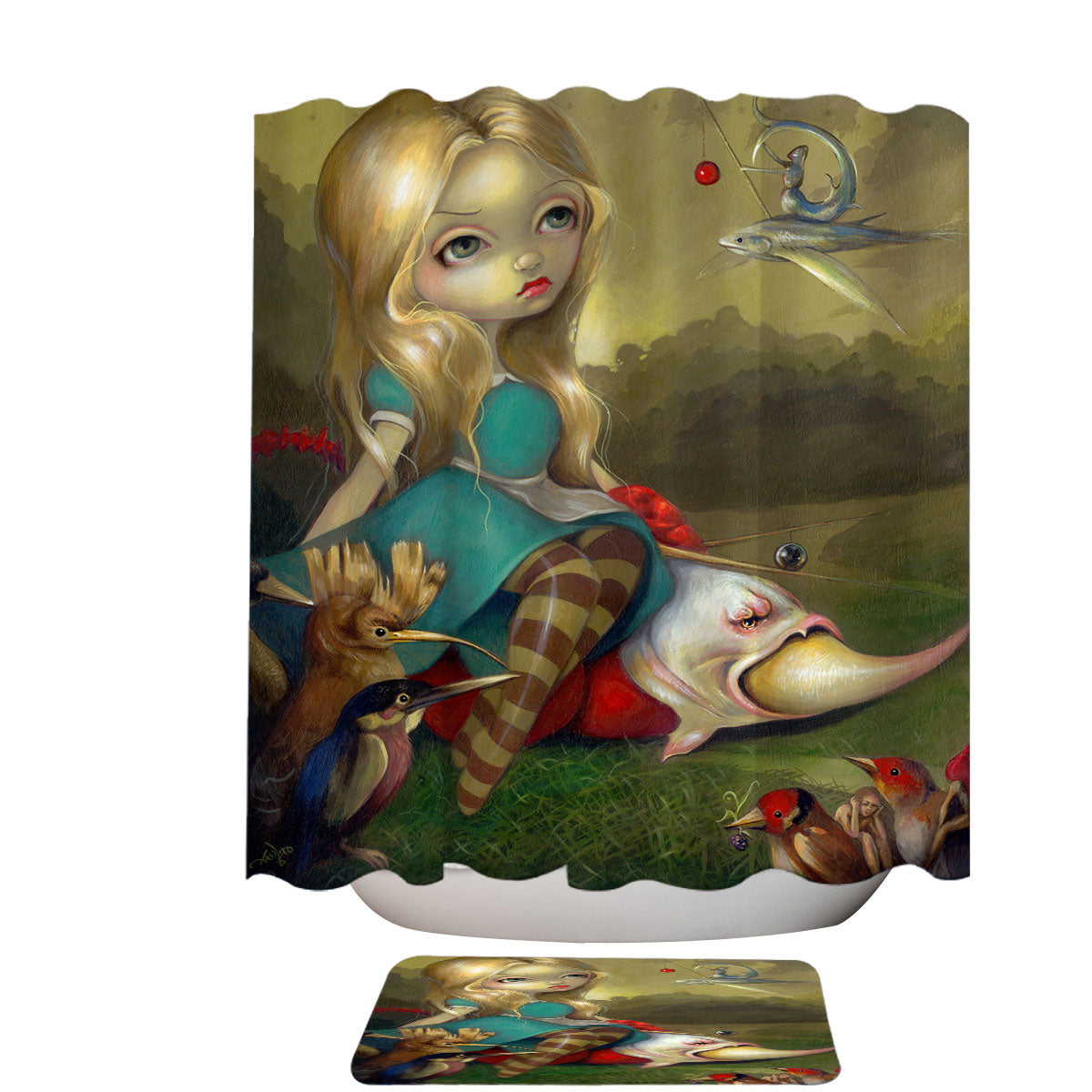 Alice and the Bosch Birds Shower Curtain