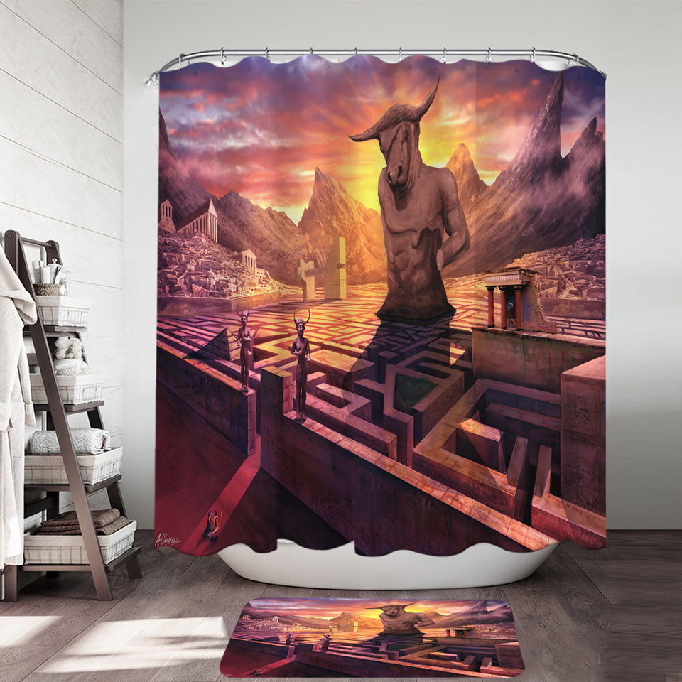 Ancient Fantasy Temple and City Shower Curtain