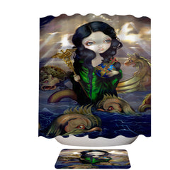 Alchemical Seas Sea Maiden and Monsters Spirits Shower Curtain