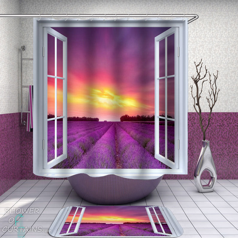 A Window to Lavender Field Shower Curtain