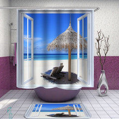 A Window to Relaxed Beach Shower Curtain