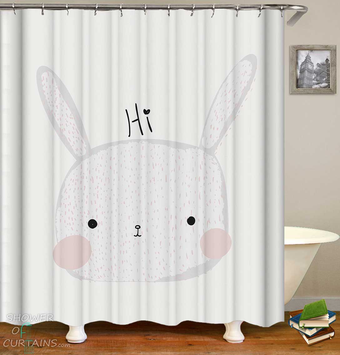 Adorable Kids Rabbit Shower Curtain