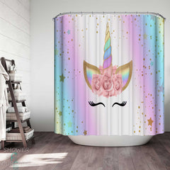 Adorable Unicorn Face Shower Curtain