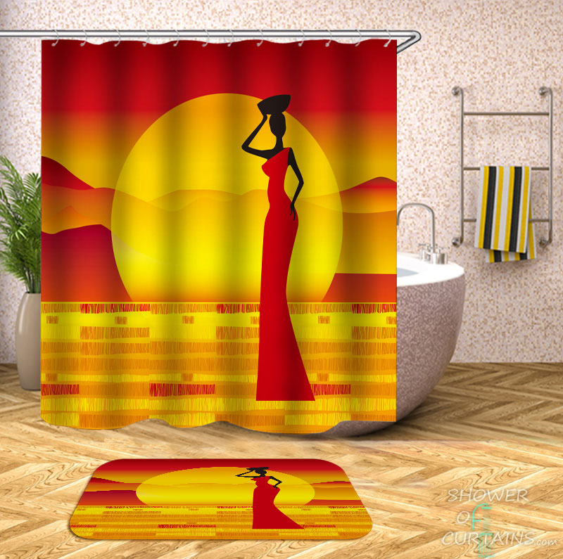 African Woman over the Sun Shower Curtain