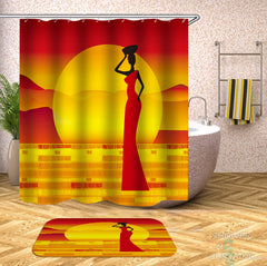 African Woman over the Sun Shower Curtain