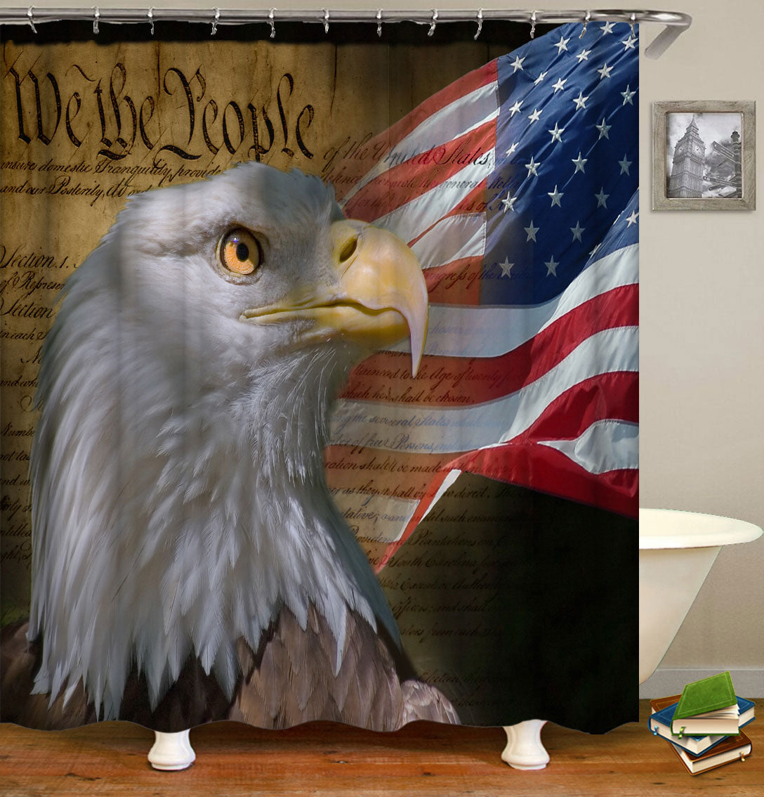 American Eagle and USA Flag Shower Curtain