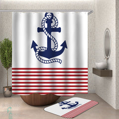Anchor Above Red Stripes Shower Curtain