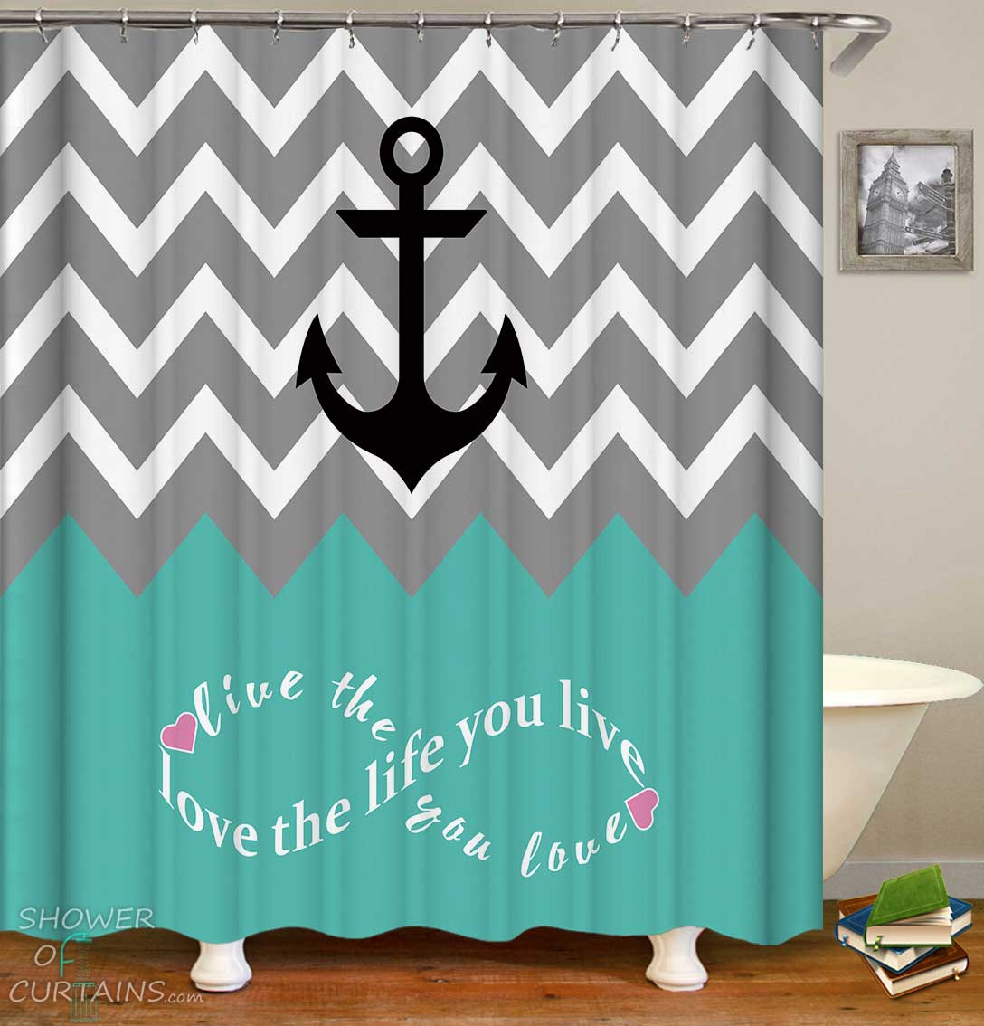 Anchor Inspirational Quote Shower Curtain