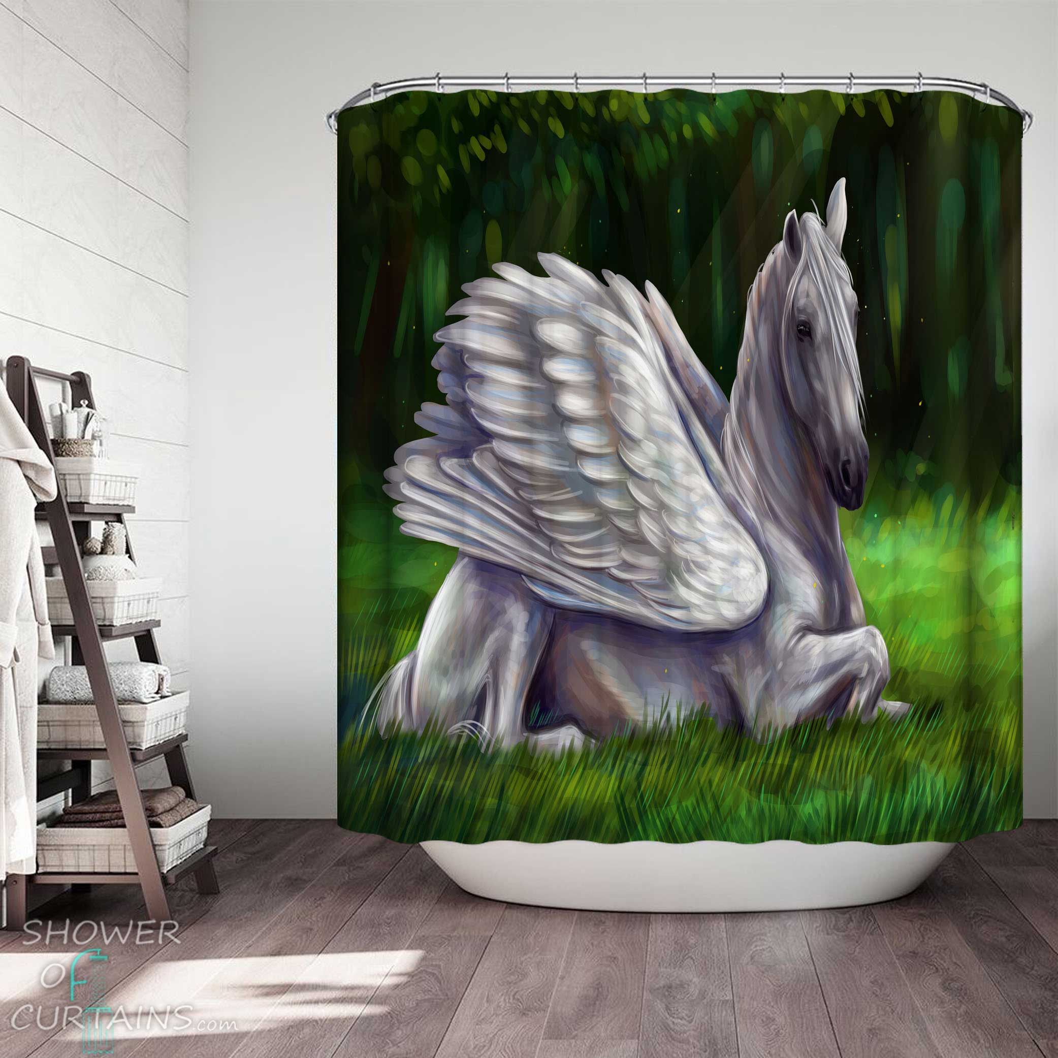 Angel Horse Shower Curtain
