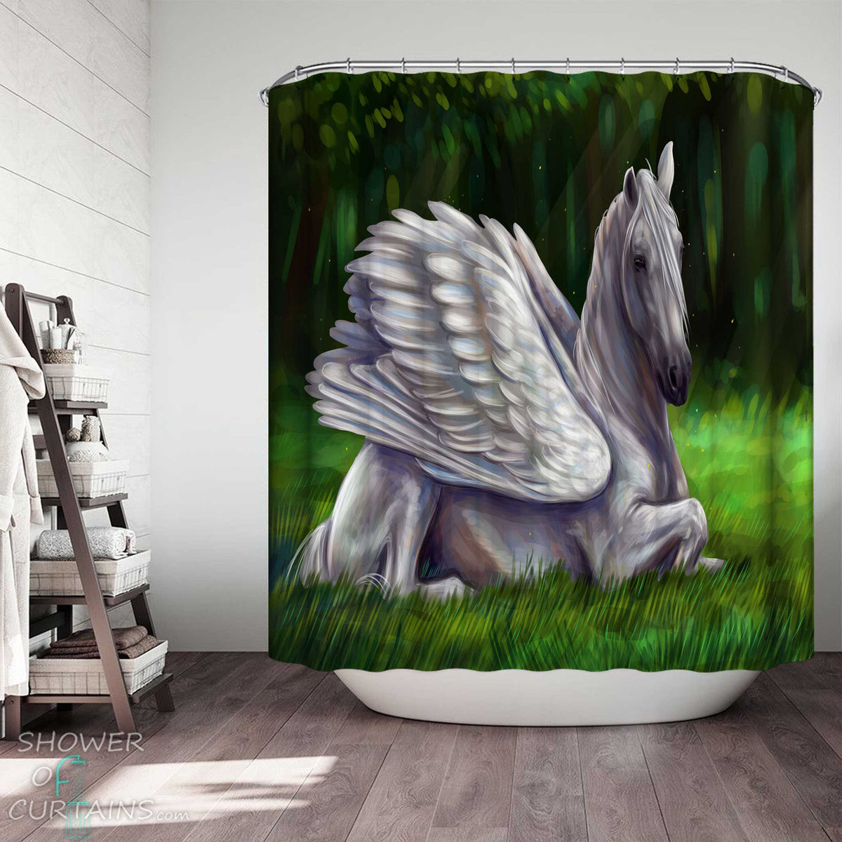 Angel Horse Shower Curtain