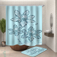 Aqua Flowers Shower Curtain