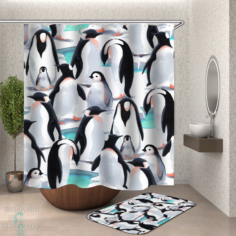 Art Painting Penguins Shower Curtain