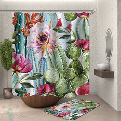 Art Painting Cactus Flowers Shower Curtain