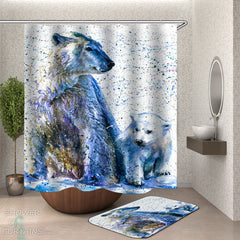 Art Painting Polar Bears Shower Curtain